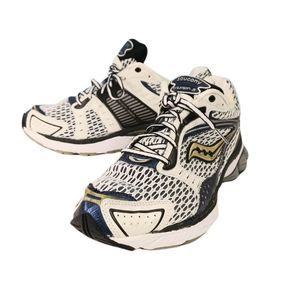 SAUCONY Triumph 5 Pro/ Grid White/ Black/ Blue Sneakers Sz 10.5